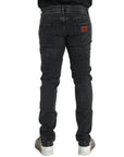 Dolce & Gabbana Gray Cotton Stretch Skinny Denim Logo Jeans