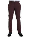 Dolce & Gabbana Maroon Wool Men Slim Fit Dress Pants