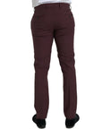 Dolce & Gabbana Maroon Wool Men Slim Fit Dress Pants