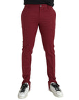 Dolce & Gabbana Red Wool Men Slim Fit Dress Pants