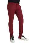 Dolce & Gabbana Red Wool Men Slim Fit Dress Pants