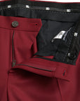 Dolce & Gabbana Red Wool Men Slim Fit Dress Pants
