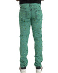 Dolce & Gabbana Green Crystals Cotton Stretch Slim Jeans