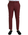 Dolce & Gabbana Maroon Wool Men Skinny Dress Pants