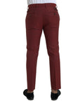 Dolce & Gabbana Maroon Wool Men Skinny Dress Pants