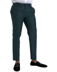 Dolce & Gabbana Green Wool Skinny Slim Dress Pants