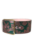 Dolce & Gabbana Multicolor Floral Jacquard Lurex Gold Buckle Belt