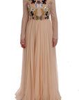 Dolce & Gabbana Elegant Floral Embroidered Silk Maxi Dress