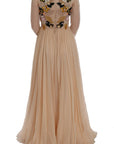 Dolce & Gabbana Elegant Floral Embroidered Silk Maxi Dress