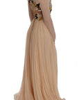 Dolce & Gabbana Elegant Floral Embroidered Silk Maxi Dress