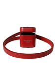 Dolce & Gabbana Red Calfskin Leather Logo Print Strap Men Airpods Case