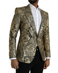 Dolce & Gabbana Gold SICILIA Jacquard Single Breasted Coat Blazer