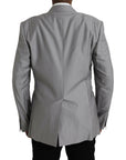 Dolce & Gabbana Gray Wool Peak Single Breasted Coat Blazer