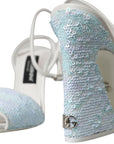 Dolce & Gabbana Light Blue Sequin Ankle Strap Sandals Shoes