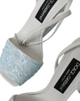 Dolce & Gabbana Light Blue Sequin Ankle Strap Sandals Shoes