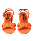 Dolce & Gabbana Orange Sequin Ankle Strap Sandals Shoes