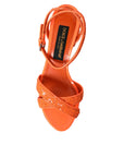 Dolce & Gabbana Orange Sequin Ankle Strap Sandals Shoes