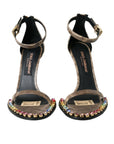 Dolce & Gabbana Brown Exotic Leather Crystal Sandals Shoes