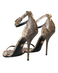 Dolce & Gabbana Brown Exotic Leather Crystal Sandals Shoes