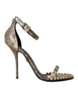 Dolce & Gabbana Brown Exotic Leather Crystal Sandals Shoes