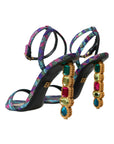 Dolce & Gabbana Multicolor Jacquard Crystals Sandals Shoes