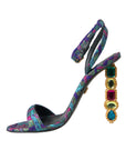 Dolce & Gabbana Multicolor Jacquard Crystals Sandals Shoes