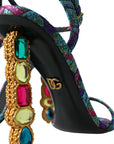 Dolce & Gabbana Multicolor Jacquard Crystals Sandals Shoes