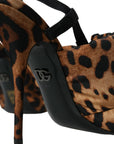 Dolce & Gabbana Brown Leopard Slingback Heels Sandals Shoes