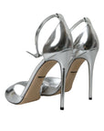 Dolce & Gabbana Silver KEIRA Leather Heels Sandals Shoes