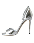 Dolce & Gabbana Silver KEIRA Leather Heels Sandals Shoes