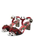 Dolce & Gabbana Multicolor Floral Crystal Leather Sandals Shoes