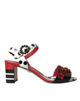 Dolce & Gabbana Multicolor Floral Crystal Leather Sandals Shoes