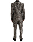 Dolce & Gabbana Brown Floral Jacquard Formal 3 Piece Suit