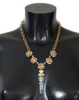 Dolce & Gabbana Elegant Gold Crystal Statement Necklace