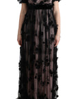 Dolce & Gabbana Elegant Floral Applique Full Length Dress