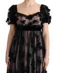 Dolce & Gabbana Elegant Floral Applique Full Length Dress