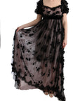 Dolce & Gabbana Elegant Floral Applique Full Length Dress