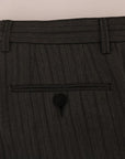 Dolce & Gabbana Elegant Gray Striped Wool Formal Trousers