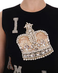 Dolce & Gabbana Black Wool Crystal Princess Dress