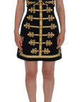 Dolce & Gabbana Elegant Black A-Line Sleeveless Dress with Gold Details