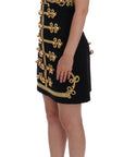 Dolce & Gabbana Elegant Black A-Line Sleeveless Dress with Gold Details