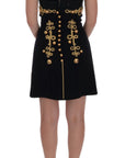 Dolce & Gabbana Elegant Black A-Line Sleeveless Dress with Gold Details