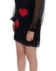 Dolce & Gabbana Elegant Black Lace Heart Applique Shift Dress