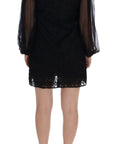 Dolce & Gabbana Elegant Black Lace Heart Applique Shift Dress
