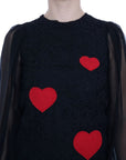Dolce & Gabbana Elegant Black Lace Heart Applique Shift Dress