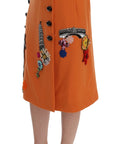 Dolce & Gabbana Embellished Wool Skirt in Vivid Orange