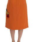 Dolce & Gabbana Embellished Wool Skirt in Vivid Orange