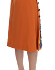 Dolce & Gabbana Embellished Wool Skirt in Vivid Orange