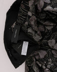 Dolce & Gabbana Elegant Black Silver-Floral Straight Skirt