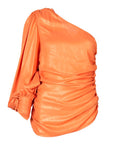 PINKO Chic Orange Laminated Blouse